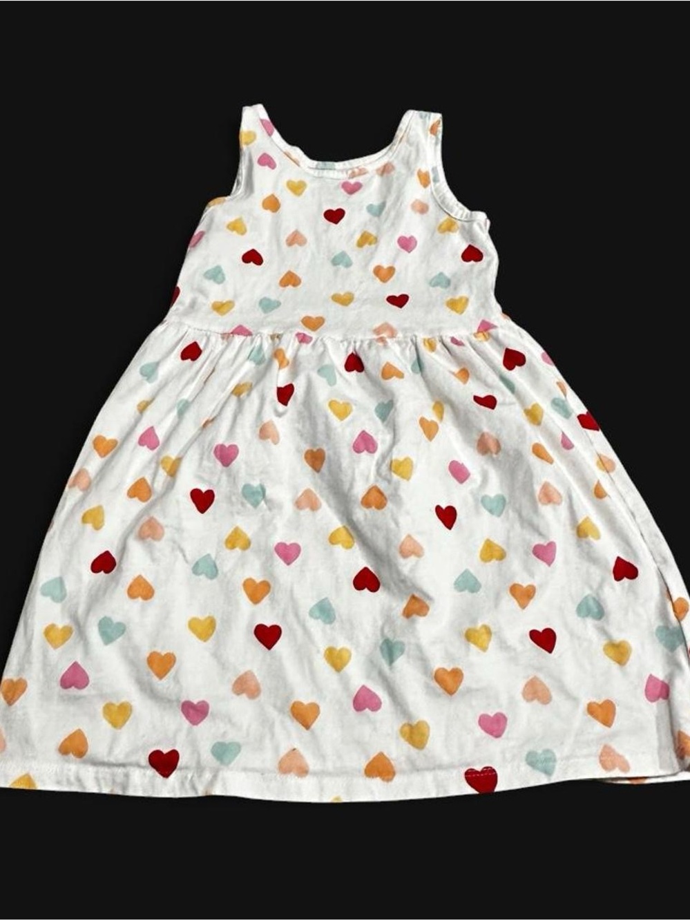 H&M White Tank Dress with Multicolor Heart Print